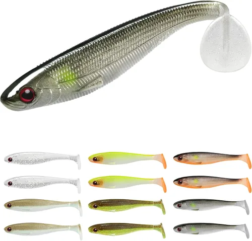 Vista 13 de TRUSCEND Shadtale Easy Catch Soft Fishing Lures, Unique Vibration and Action for Various Rigs, Paddle Tail Swimbaits Trailer for Bass, Trout