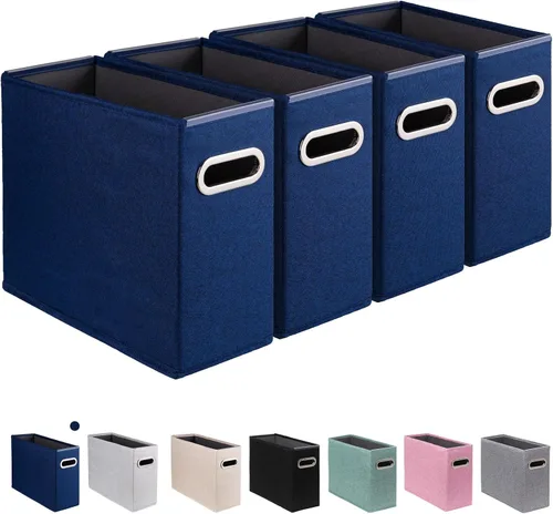 Vista 18 de Paquete de 2 cajas de almacenamiento de archivos tamaño carta plegables, organizador de carpetas colgantes de tela, soporte portátil para documentos