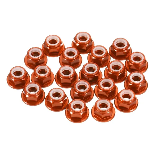Vista 36 de MECCANIXITY 30 piezas de tuercas de bloqueo de aleación de aluminio M3 con paso de 0.5 mm, tuercas hexagonales con brida de nylon con rosca serrada