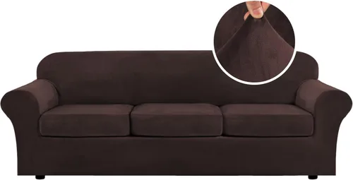 Vista 140 de H.VERSAILTEX - Funda elástica para sofá de 2 piezas, funda protectora de terciopelo, suave, con parte inferior elástica, con un ancho de hasta 49