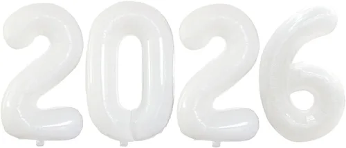 Vista 57 de GOER Globos de papel de aluminio 2026 para fiesta de Año Nuevo, suministros de fiesta, decoraciones de graduación (negro, 16 pulgadas)