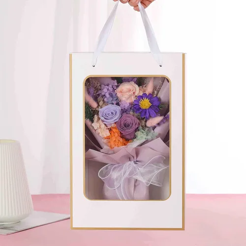 Vista 8 de Jtoder Flores Eternamente para la Entrega, Ramos de Flores Preservadas, Rosas Púrpuras de Larga Duración, Ramos de Regalo para Madre, Esposa, Novia