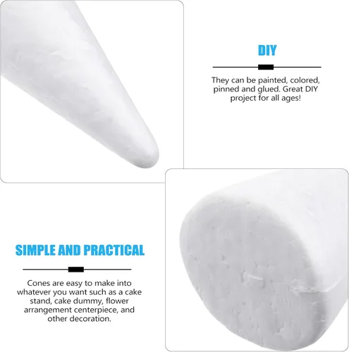Vista 4 de GANAZONO 12 piezas de cono de espuma de Navidad para DIY de Navidad, cono de espuma de polietileno para colgar pendientes de árbol de Navidad