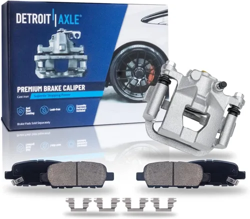 Vista 128 de Detroit Axle - Pastillas de freno para Ford F-150 99-03, 02 Lincoln Blackwood, Pastillas de freno de cerámica delanteras y traseras con repuesto