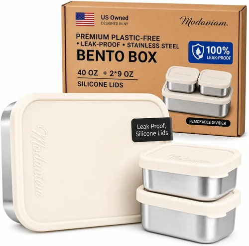 Vista 11 de Lonchera de acero inoxidable a prueba de fugas de 27 onzas, contenedores de almuerzo de acero inoxidable, caja Bento, recipientes de metal para Negro