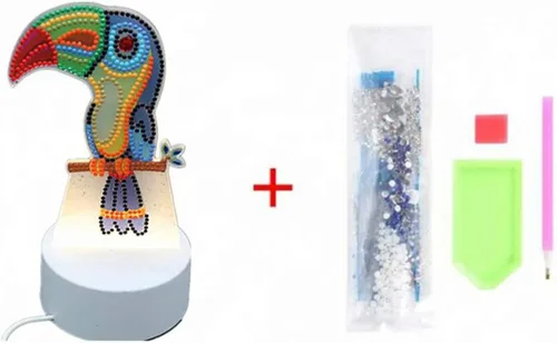 Vista 4 de Lámpara LED de pintura de diamante, cuentas especiales con forma de diamante, diseño de pintura de diamante, luz nocturna LED, kit de mosaico