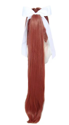 Vista 6 de Linfairy - Peluca de niña, disfraz de Halloween, peluca de cosplay para mujer, peluca larga con lazo blanco
