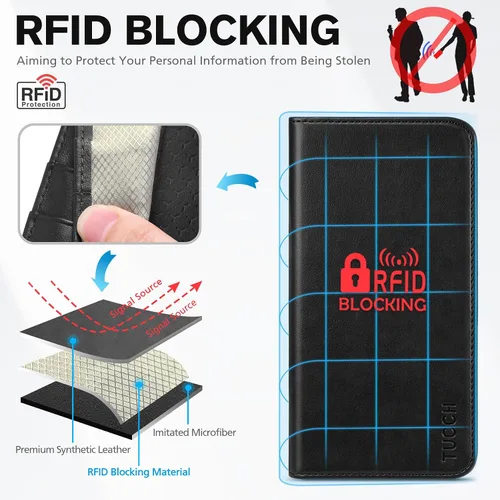 Vista 3 de TUCCH Funda tipo cartera con 3 ranuras para tarjetas para iPhone 15