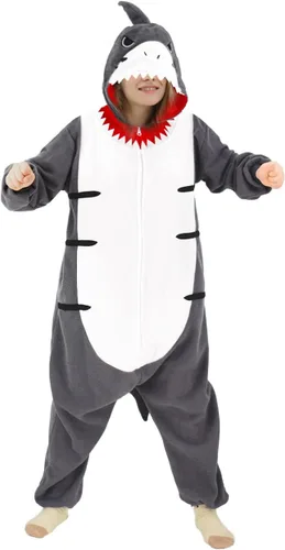 Vista 3 de Pijama mameluco de tiburón para mujer, disfraz de tiburón
