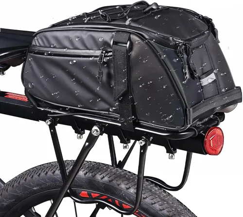 Vista 8 de Bolsa trasera para bicicleta reflectante, resistente al agua, bolsa de almacenamiento para maletero de bicicleta, bolsa de transporte para pecho