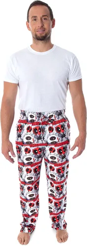 Vista 4 de Marvel Deadpool Heads Will Roll - Pantalones de pijama para hombre con estampado de personajes Chibi