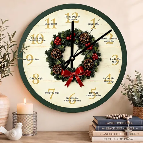 Vista 69 de Reloj de pared con versículo bíblico, con cita religiosa, reloj de madera, texto inspirador cristiano, reloj de madera rústico personalizado