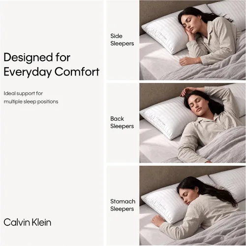 Vista 7 de Calvin Klein Bed Pillows Queen Size Set of 2, Medium Soft Gusseted Pillow