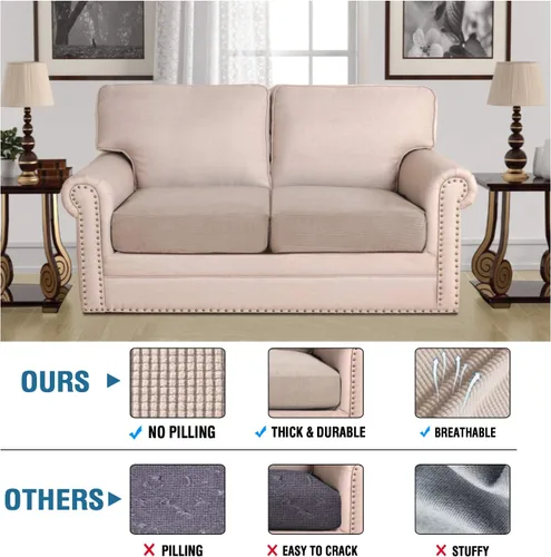 Vista 56 de H.VERSAILTEX - Fundas elásticas para cojín de sofá individual, fundas de asiento para silla de sofá, protector de cojín con tejido jacquard de sarga