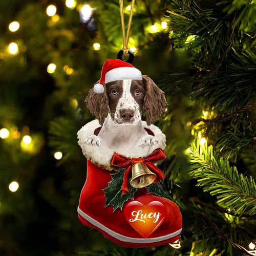 Vista 58 de Adorno de Navidad de perro afgano en bota de Papá Noel, adorno de nombre de perro personalizado, regalo para amante de los perros, decoración