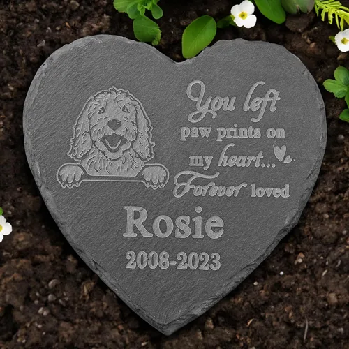 Vista 22 de Piedra conmemorativa de Golden Retriever, estatua de Golden Retriever, placa conmemorativa de Golden Retriever, regalos conmemorativos de Golden