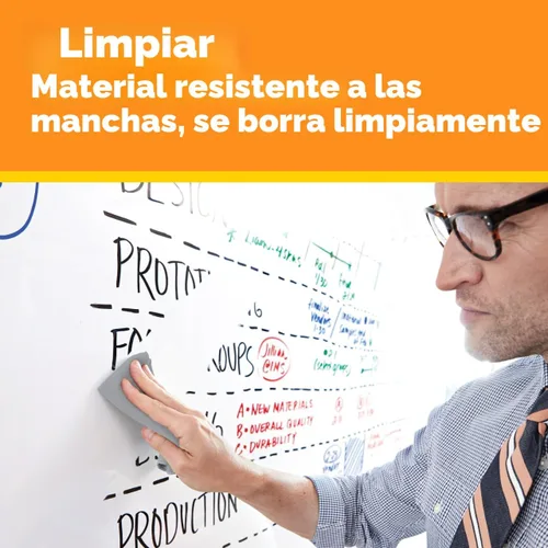 Vista 9 de Post-it DEF8x4, película para pizarra de borrado en seco, para paredes, puertas, mesas, pizarras, y más, removible, a prueba de manchas, fácil