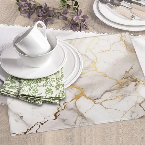 Vista 2 de Tapete de secado de platos de mármol gris dorado blanco para encimera de cocina absorbente de 16x18 pulgadas de microfibra para platos vasos A0134