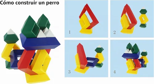 Vista 6 de KUTOI Bloques de construcción de juguetes apilables de pirámides, rompecabezas 3D, rompecabezas para niños y adultos, actividades creativas