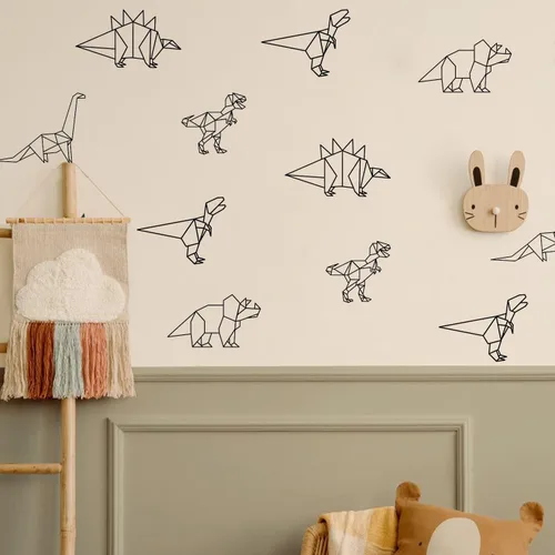 Vista 8 de Calcomanías de pared de dinosaurio, calcomanías de animales para dormitorio, decoración extraíble, cuarto de bebé, habitación de los niños, murales