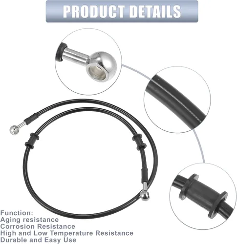 Vista 4 de X AUTOHAUX 39.4 in 39.37" Longitud 0.394 in ID motocicleta hidráulico freno línea aceite manguera tubo 0° acero inoxidable trenzado cable para ATV