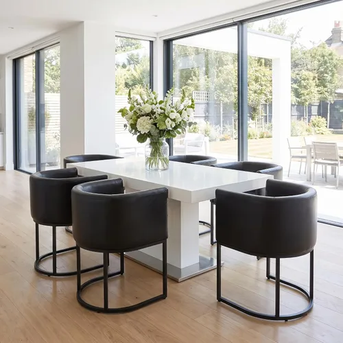 Vista 35 de RIVOVA - Silla tapizada para comedor, silla lateral moderna de barril, sillas tapizadas para comedor, silla cómoda para cocina, silla lateral