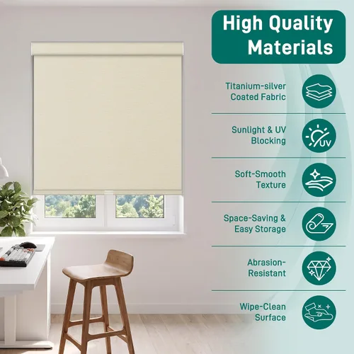Vista 5 de Persianas enrollables opacas y cortinas sin cordones para ventanas con tela jacquard, protección UV, con aislamiento térmico, persianas