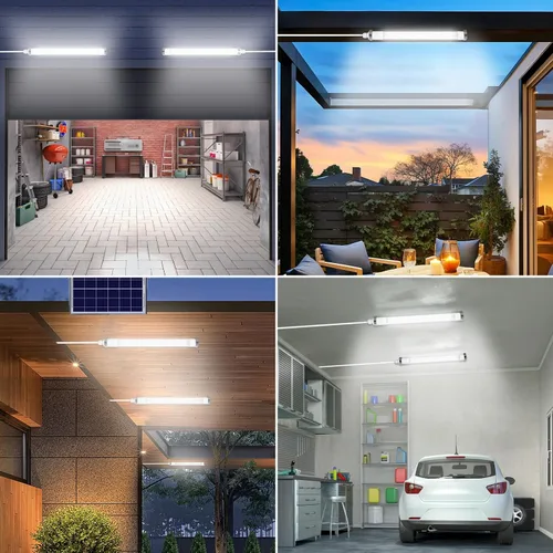 Vista 4 de MEIHONG Paquete de 2 luces solares de gallinero con temporizador LED regulable, luces solares de cobertizo, IP66 impermeable y cable de 16.4 pies
