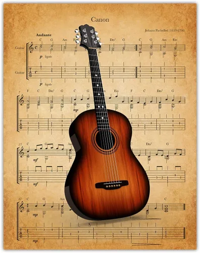 Vista 8 de Póster de guitarra vintage Canon: impresiones artísticas estéticas de pared para baño, hogar, cueva de hombre, dormitorio, oficina y bar, idea