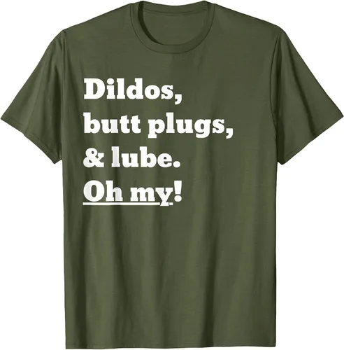 Vista 47 de Consoladores, tapones para los glúteos y lubricante. Camiseta Oh My! Azul bebé