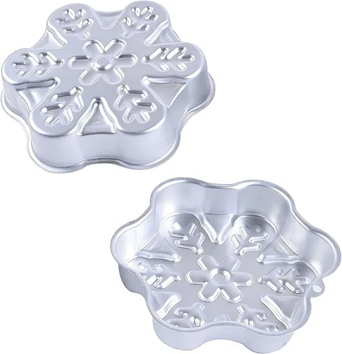Vista 3 de Molde para hornear pasteles de aluminio 3D con forma de copo de nieve de 9 pulgadas