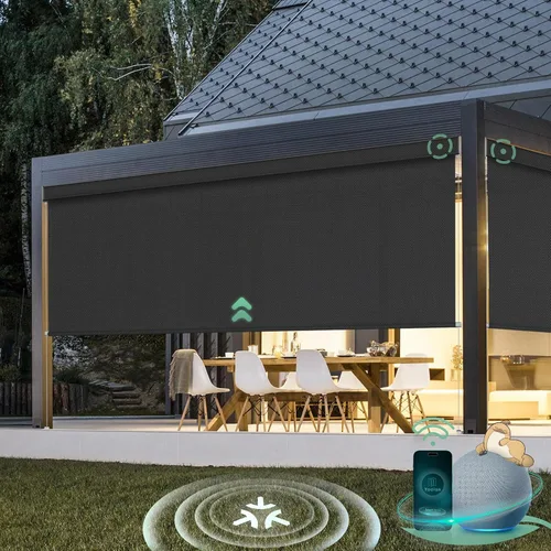 Vista 3 de Yoolax Motorized Matter - Persianas para exteriores compatibles con Alexa, pantallas retráctiles de patio con control remoto, persianas enrollables