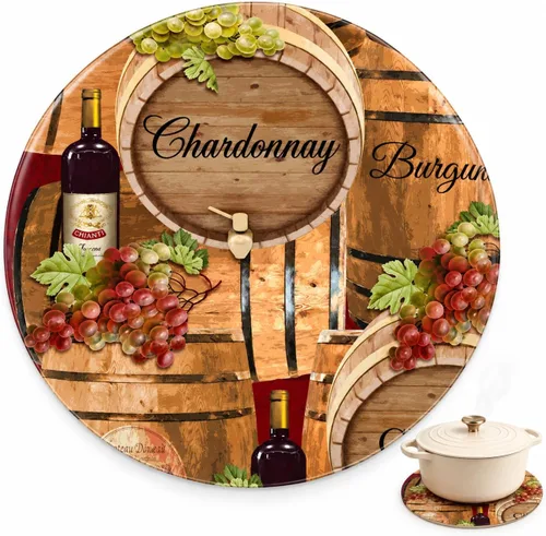 Vista 11 de Andreas - Salvamanteles de silicona para vino, antideslizante, 8 pulgadas, soporte para ollas/almohadilla caliente, 100% algodón, apto