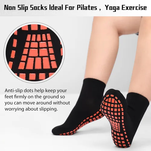 Vista 3 de NOVAYARD 5 pares de calcetines antideslizantes antideslizantes pegajosos para yoga, pilates, hospital, calcetines para hombres y mujeres