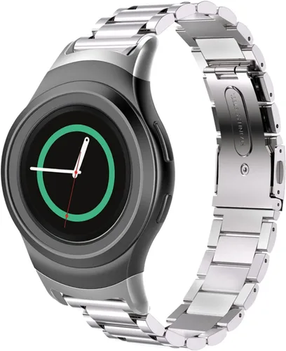 Vista 12 de Correa de reloj de metal compatible con Samsung Gear S2 SM-R720/SM-R730 de ajuste rápido de acero inoxidable correa de repuesto para Gear S2 Negro