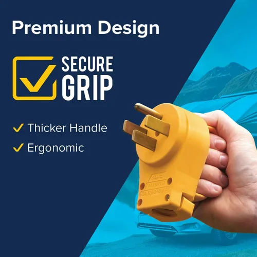 Vista 5 de Camco Power Grip - Enchufe de repuesto de 50 amperios - La cabeza se fija al cable de extensión existente de RV - Cuenta con enchufe RV de 50