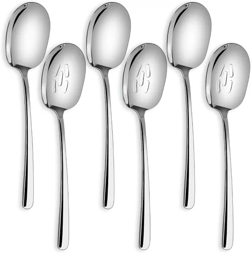 Vista 11 de SOLEADER Juego de cucharas de servir extra grandes de 12 piezas, cuchara de servir ranurada de acero inoxidable grado alimenticio 18/8 de 30,5 cm