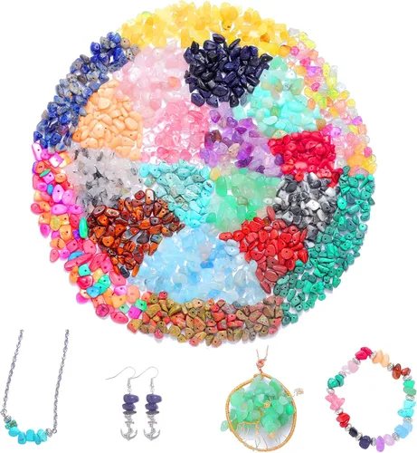 Vista 3 de Xmada Kit de suministros para hacer joyas, 1587 piezas, cuentas de cristal, alicates de joyería, alambre de cuentas, ganchos para aretes, anillos