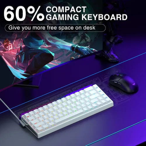 Vista 9 de AULA Hero 68 HE 60% Teclado para juegos con cable, interruptor magnético de efecto Hall con accionamiento ajustable, modo de disparo rápido, tasa
