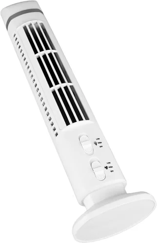 Vista 2 de Small Tower Fan for Bedroom Home Office, USB (White)