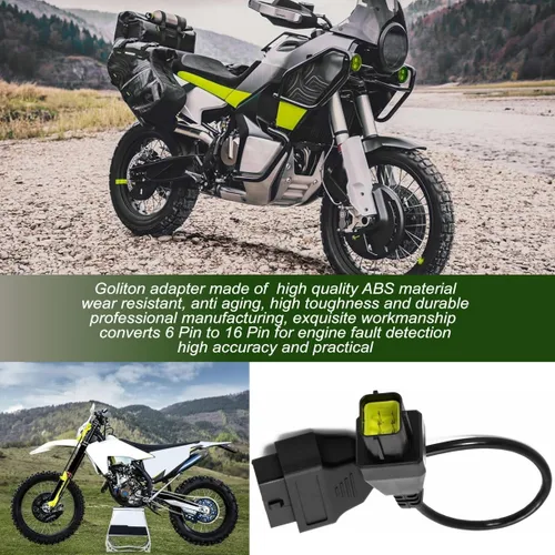 Vista 5 de Adaptador de Cable de Diagnóstico de 16 Pines a 6 Pines OBD2 OBDII para Motocicleta Compatible con Husqvarna