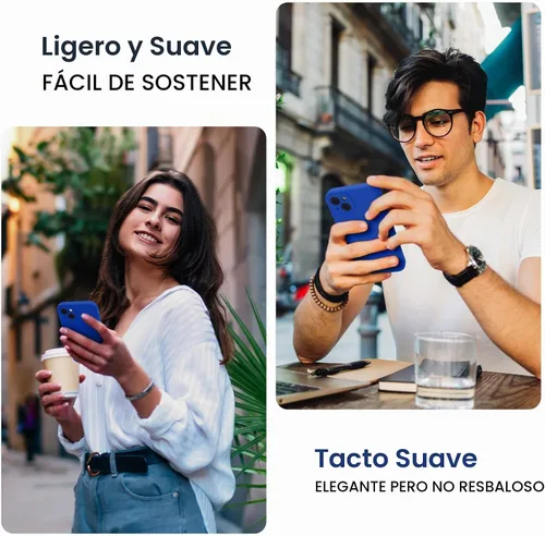 Vista 2 de FireNova Funda diseñada para iPhone 14, funda de silicona mejorada [protección de cámara] con [2 protectores de pantalla], forro interior de Azul