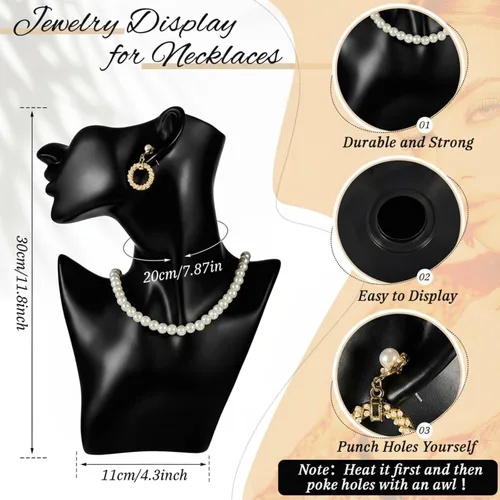 Vista 3 de Kigley - Juego de exhibición de joyería con maniquí que incluye soporte para busto boutique, soporte para pendientes, exhibidor de mano y soporte