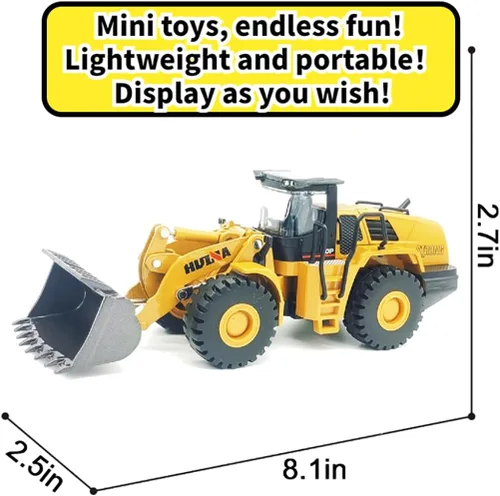 Vista 2 de Bulldozer - Juguetes para niños, cargador de metal resistente, juguete de arena/playa con brazo funcional y cubo, realista, perfecto para caja