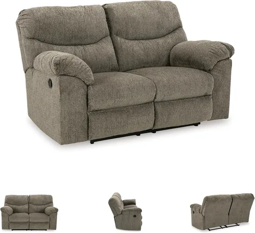 Vista 7 de Signature Design by Ashley Alphons - Sofá biplaza reclinable de transición, color gris claro
