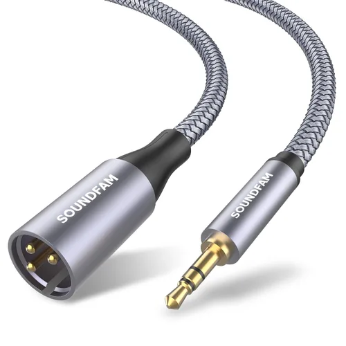 Vista 12 de Cable divisor XLR de 1 hembra a 2 machos para micrófono equilibrado, cable divisor en Y, color gris (1.6 pies/1.6 ft)