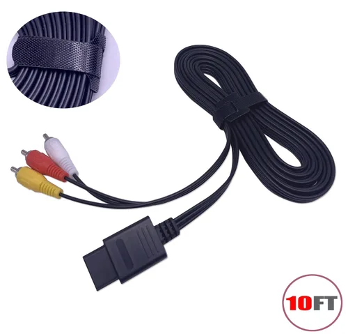Vista 3 de RUITROLIKER 10ft3m AV Cable TV Composite Cord Retro 3 RCA Extension Cable with Velco for SNES N64 Gamecube NGC Console