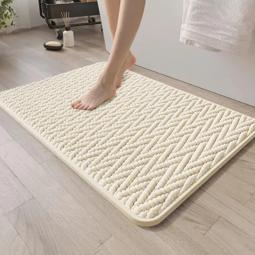 Vista 7 de Alfombra de baño antideslizante, 20 x 32 pulgadas, lavable a máquina y absorbente de agua, alfombra de baño de microfibra suave y gruesa para ducha