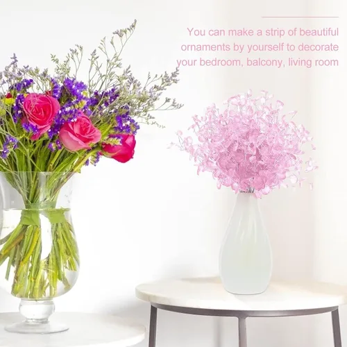 Vista 7 de LULUQUEEN 20 tallos de flores artificiales, adornos acrílicos de cristal, ramos artificiales, gotas de cuentas acrílicas, ramas de flores para bodas