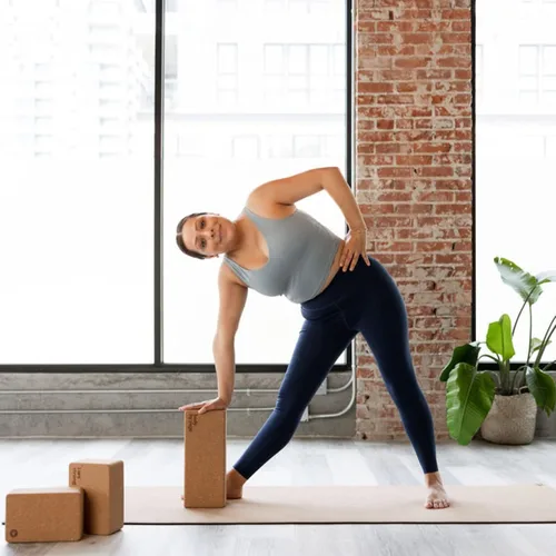 Vista 8 de Bloques de yoga de corcho de alta calidad, bloque de yoga extra grande, paquete de 2 o extra alto, 1 paquete para yoguis inflexibles, corcho natural